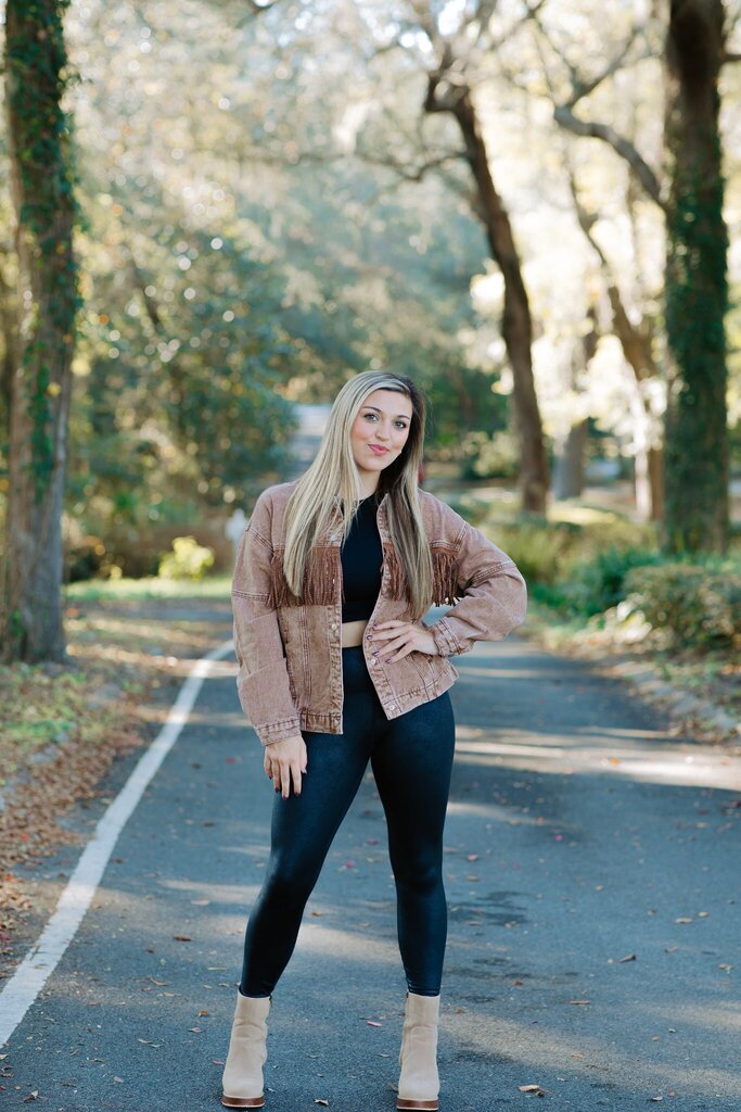 Rhinestone Fringed Denim Jacket