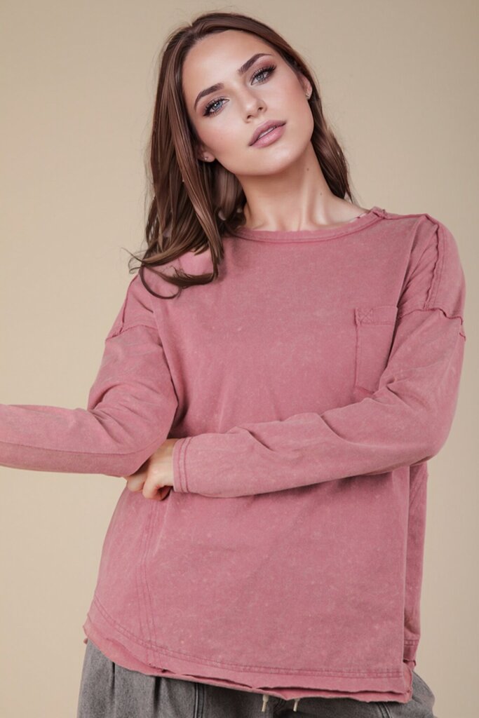 Mauve Mineral Washed Knit Top