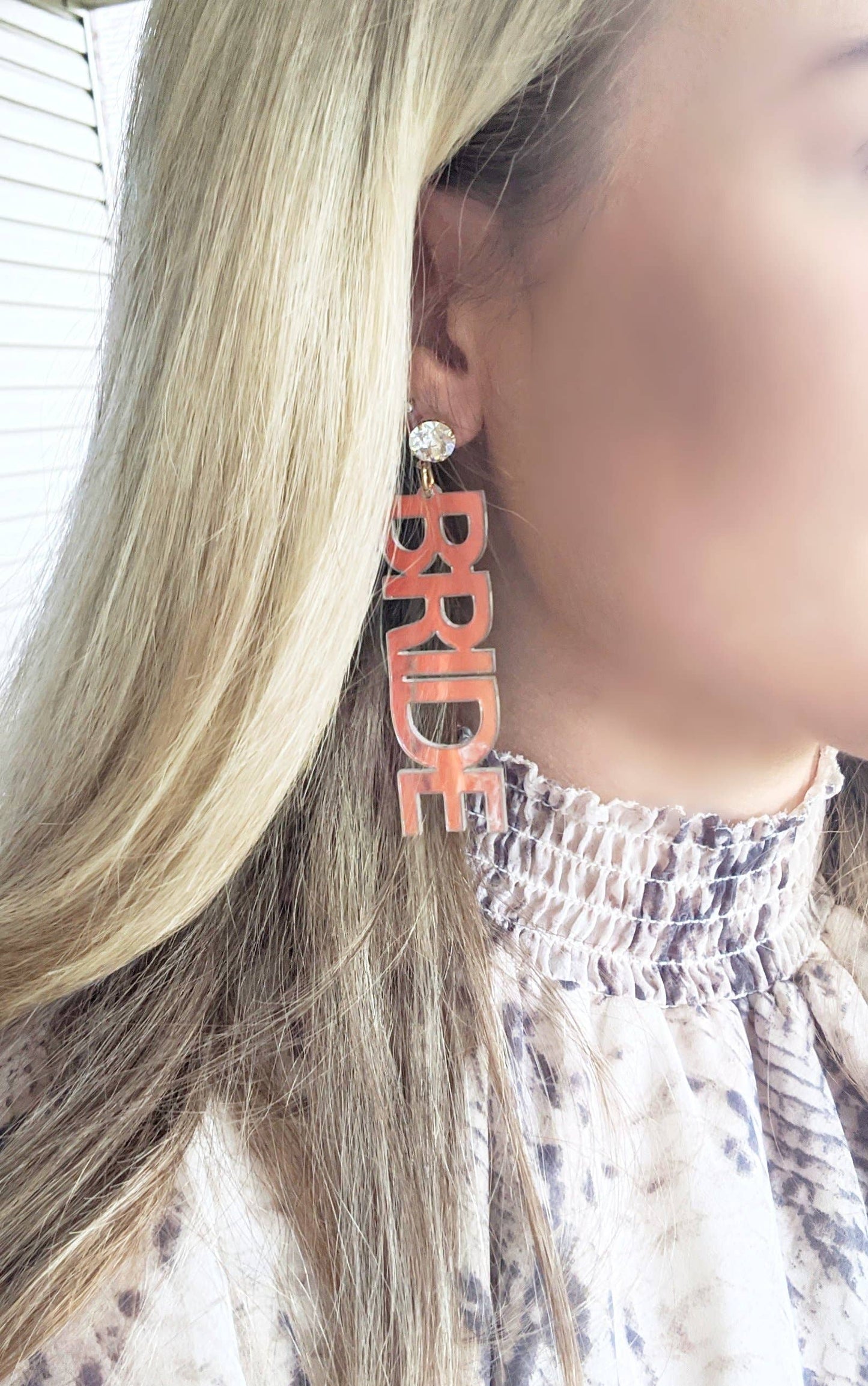 Bride Iridescent Earrings: White Puff Post