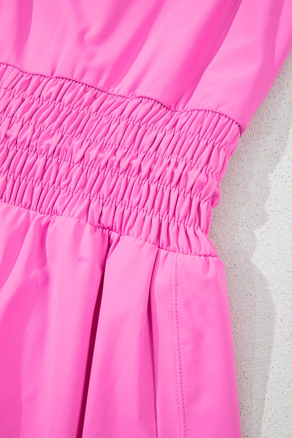 Tank Loop Drawstring Cinched Waist Romper: Pink