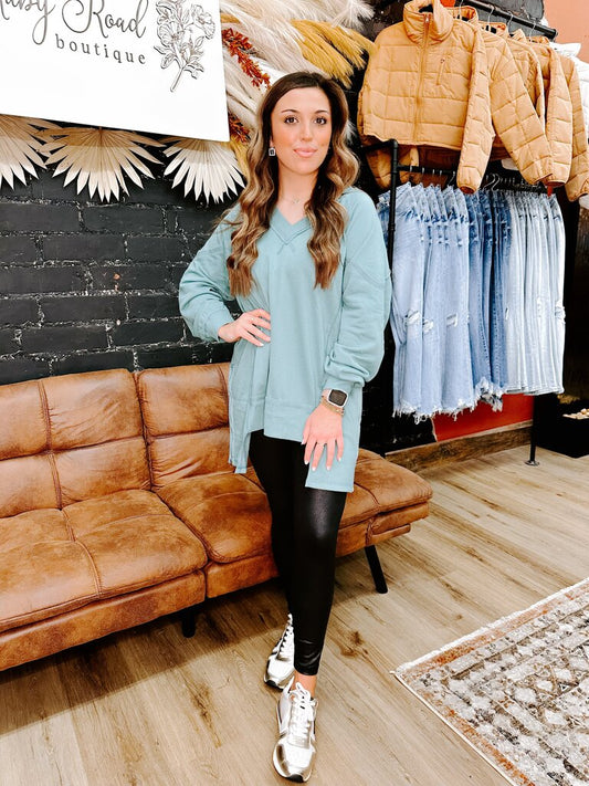 Reverse Seam V-Neck Sweatshirt