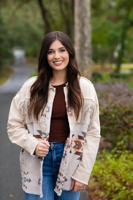 Aztec Frayed Flannel