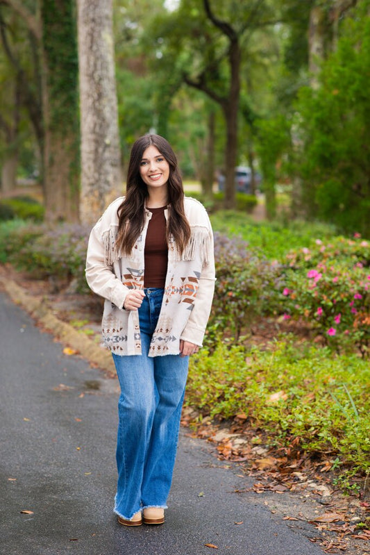 Aztec Frayed Flannel