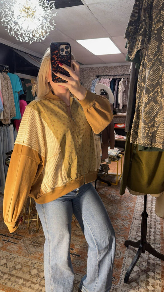 Mocha Patchwork Zip-Up