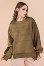 Oversized Casual Solid Fleece Top - Round Neck -