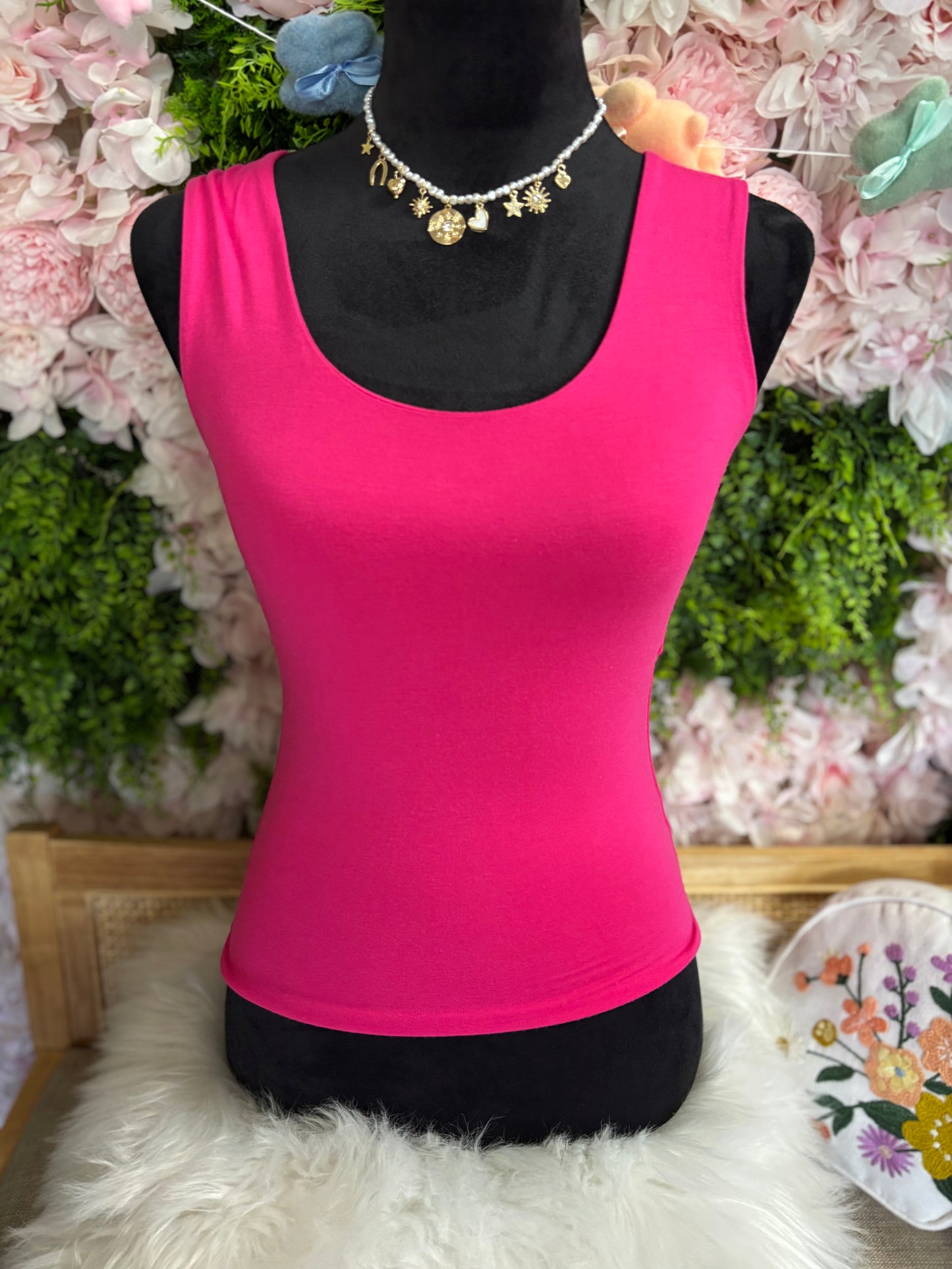 Double Layer Tank Top Hot Pink
