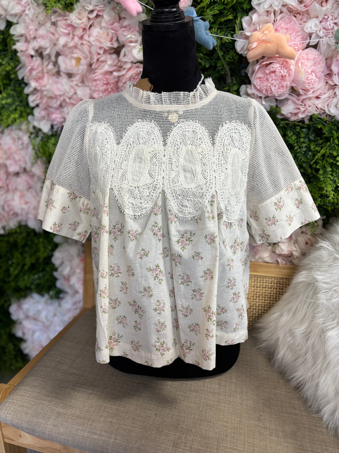 Floral Print Lace Blouse