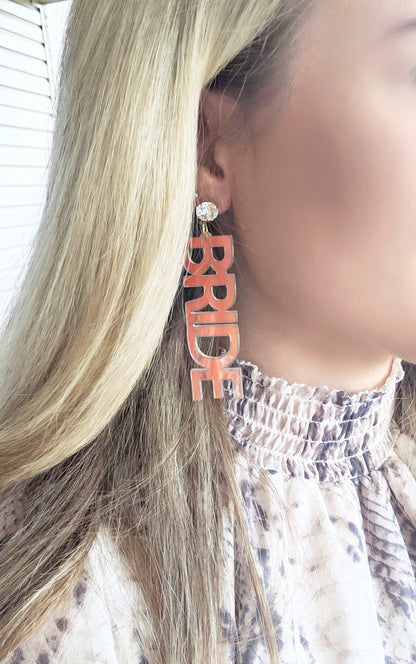 Bride Iridescent Earrings: White Puff Post